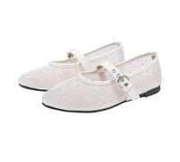 PBHGMGEBLV Mary Janes for Femmes, Chaussures Plates décontractées en Maille avec Boucle et Sangle, Couleur Unie(White,40EU)