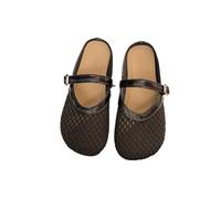 PBHGMGEBLV Pantoufles d'été Creuses en Filet de pêche Baotou à Fond Plat et Boucle en Maille for Femmes(Black,40EU)