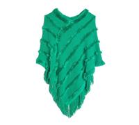 PBHGMGEBLV Pull tricoté de Couleur Unie for Femme, Automne et Hiver, Mode Poncho, Cape(Green)