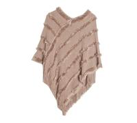 PBHGMGEBLV Pull tricoté de Couleur Unie for Femme, Automne et Hiver, Mode Poncho, Cape(Khaki)
