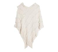 PBHGMGEBLV Pull tricoté de Couleur Unie for Femme, Automne et Hiver, Mode Poncho, Cape(Off-White)