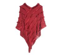 PBHGMGEBLV Pull tricoté de Couleur Unie for Femme, Automne et Hiver, Mode Poncho, Cape(Wine Red)