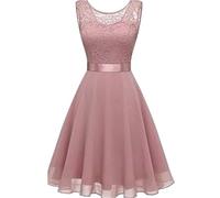 PBHGMGEBLV Robe de soirée Sexy en Dentelle au Dos, idéale for Une fête, Un Mariage ou Un Usage Quotidien(Pink,S)