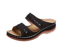 PBHGMGEBLV Sandales compensées ajourées à talon for femmes, chaussures à enfiler(Black,35 EU)