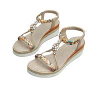 PBHGMGEBLV Sandales compensées classiques for femmes, chaussures de plage, semelle épaisse, confortables, bout ouvert, talons hauts creux(39EU)
