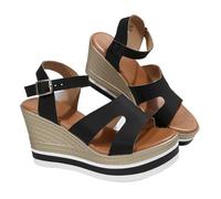 PBHGMGEBLV Sandales compensées d'été à talons hauts for femmes(Black,40EU)