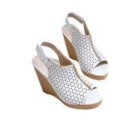 PBHGMGEBLV Sandales compensées tendance for femmes, chaussures d'été à plateforme, bout ouvert, talons hauts, tongs décontractées(WHITE,39EU)