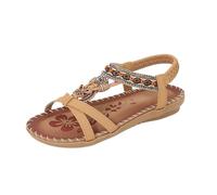 PBHGMGEBLV Sandales d'été à talons bas et semelles souples for femmes(Yellow,38EU)