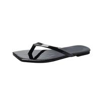 PBHGMGEBLV Tongs for Femmes Confortables à Bout carré, Sandales Plates de Plage habillées(Black,38EU)