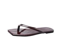 PBHGMGEBLV Tongs for Femmes Confortables à Bout carré, Sandales Plates de Plage habillées(Red,38EU)