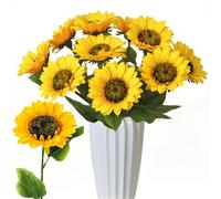 PBMLGO Lot de 10 fleurs de tournesol artificielles à tige unique en soie pour décoration et décoration de maison ou de bureau pour adultes, collection botanique, accessoires de décoration de maison ou