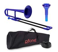 PBONE 700639 Trombone MINI avec embouchure et housse, Bleu