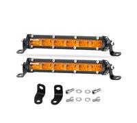 Pbqenxb Phare Principal 7 Pouces Simple Rangée Mince Calandre Voiture LED Barre Lumineuse Travail Camion Tout-terrain SUV Avant Antibrouillard Moto Feux Conduite Phares Avant(2X Amber Flood)