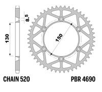 PBR Ultra-léger en acier à pignon arrière - 520