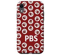 PBS Dark Red and White Repeating Logo Public Broadcasting Coque pour iPhone XR