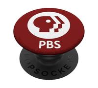 PBS Dark Red and White Retro Logo Public Broadcasting PopSockets PopGrip Adhésif