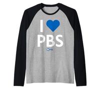 PBS I Heart PBS Support Public Broadcasting Modern Type Manche Raglan