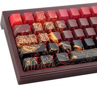 PBT Custom Keys,131 Red Ukiyo-e Keys,Cherry Profile,Glossy Sublimation on the Side-Engraved Transparent Keys for ANSI and ISO Mechanical Gaming Keyboard