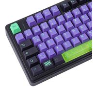 PBT ISO Keycaps 132 Keys Purple Mecha Keycaps, Cherry Profile Dye Sub Custom Keycap with Clear Spacebar for Cherry MX Switch QWERTZ Layout Mechanical Keyboards