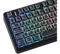 PBT Keycaps 128 touches Manga Black Keycaps, style rétro imprimé sur le côté brillant Through Dye Sub Custom Keycaps for Cherry MX Switch German QWERTZ Layout Mechanical Keyboards