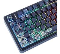PBT Keycaps, 133 touches Plum Blossoms Black Double Shot Keycaps Dye-Sub Cherry Profile Side Printed Shine Through Keycap for Cherry MX Switch Mechanical Keyboards