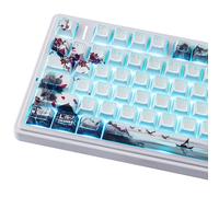 PBT Keycaps - Touches brillantes à travers, sub et double shot, 142 touches, profil cerisier rétroéclairé, pour clavier magnétique mécanique 60, 65, 75, 100 % (fleur de prune)