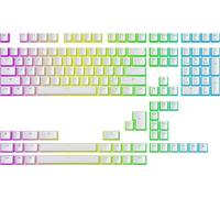 PBT v2 Pudding Keys Set145 Translucent Double Shot Keys for ANSI US & ISO KeyboardsOEM Profile for RGB Gaming Keyboards (White)