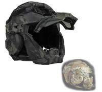 PBTMCD Casque Tactique À Protection Intégrale avec Système De Double Lentille Et Antibuée Intégré, Oreillette Intégrée, Ventilateur Visière Relevable(Bcp)