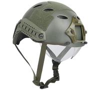 PBTMCD Casque Tactique De Style PJ avec Lunettes Et Rail - Protection Tête Légère en ABS Airsoft for Jeux CS Sports Plein Air(Green)