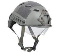 PBTMCD Casque Tactique De Style PJ avec Lunettes Et Rail - Protection Tête Légère en ABS Airsoft for Jeux CS Sports Plein Air(Gray)