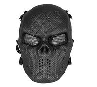 PBTMCD Demi-Masque Tactique Crâne for Jeu Airsoft CS - TPU Résistant Aux Chocs avec Bandeau Réglable À Détachement Rapide Et Rembourrage EVA(Carbon Fiber)