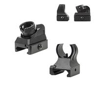 PBTMCD Ensemble De Viseurs Avant Et Arrière en Acier À Faible Teneur Fer, Lunette Tactique Entièrement Métallique Dioptrie Réglable Rotative Rabattable, for Calibre 20 Mm