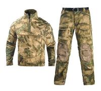 PBTMCD Ensemble d'uniforme De Camouflage Tactique avec Coudières Et Genouillères EVA for Airsoft Chasse(A-TACS FG,XL)
