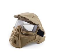 PBTMCD Masque PC Tactique Extérieur Complet, Équipement De Protection du Visage for Tir Paintball(Tan+Transparent Len)