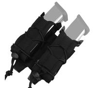 PBTMCD Pochette Tactique Double for Magazines De 9 Mm - Porte-Chargeur Molle Ouvert avec Rétention Élastique Et Clip Malveillant(BLK)