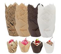 PBUSPU 200 PièCes Caissettes Cupcake, Papier Tasses de Cuisson de Tulipe pour Muffin, Pâ Tisserie Moule pour FêTe