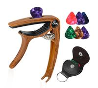 PBUSPU Capodastre Guitare Classique Capo Guitare Capodastre Guitare Folk Capodastre Guitare Acoustique Mediator Guitare Electrique Avec 6 Médiators Ukulélé Accessoire Guitare (Couleur Bois)