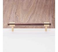 PBWERIGL Poignées/boutons de tiroir en bois, Poignées d'armoire en laiton noyer avec vis(A,Length 220mm)