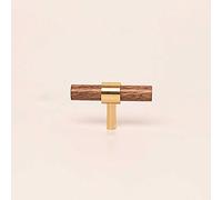 PBWERIGL Poignées/boutons de tiroir en bois, Poignées d'armoire en laiton noyer avec vis(A,Length 60mm)