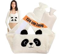 PBWZF 130 cm 3 en 1 Panda Bouillotte Ceinture avec Housse Peluche et Ceinture, Bouillotte Regles Douloureuses Bouillote eau Chaude pour Taille, Cou, Épaule, Dos, Ventre Chaud