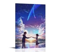 PBYOSCZYE Anime Your Name Poster d'art avec personnages principaux Peinture décorative sur toile Art mural pour salon, chambre à coucher, 60 x 90 cm