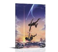 PBYOSCZYE Anime Your Name Poster des personnages principaux Peinture décorative sur toile Art mural pour salon, chambre à coucher, 60 x 90 cm