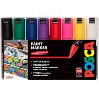 Pc-7m Lot De 8 Marqueurs Permanents À Pointe Ogive Large Pour Loisirs Créatifs Utilisation Multi-Surfaces Sur Bois, Métal, Papier, Toile, Carton, Verre, Tissu, Céramique, Galets, Porcelaine, Lot