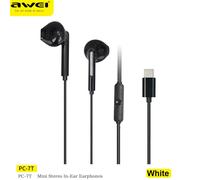 PC-7T white Awei casque à commande filaire PC-7T/PC-7, écouteurs ergonomiques mains libres avec Microphone, pour Smartphones ""Nipseyteko