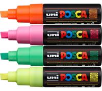 Pc-8k Lot De 4 Marqueurs Fluorescents À Pointe Biseautée Large