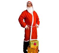 Boland 13410 - Costume de Père Noël - Manteau long rouge avec capuche et cordon blanc - Barbe de Père Noël blanche - Pour homme et femme - Noël, carnaval, fête à thème