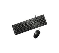 PC Case PCC-KTR-001 - Kit clavier et souris PC (Membrane, USB, Filaire, Design Fibre de Carbone) Espagnol QWERTY Noir