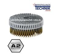 PC Clous pour bobines 2,5x64mm anneau inox A2 15° plast pour cloueur pour bobines Bostitch N75C-2-E 4,8M