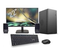 Pc de bureau Tour + écran 22"" - AMD Ryzen 5 - SSD 480GB - 16GB + Clavier & Souris & HP filaires - Win 11 Pro - Noir