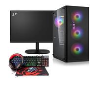 PC de jeu complet AMD 5700X, NVIDIA RTX 5060 8 Go, RAM DDR4 32 Go, SSD M.2 1 To, Windows 11 Pro, écran gamer 27" 100 Hz, casque, clavier, souris, Wi-Fi
